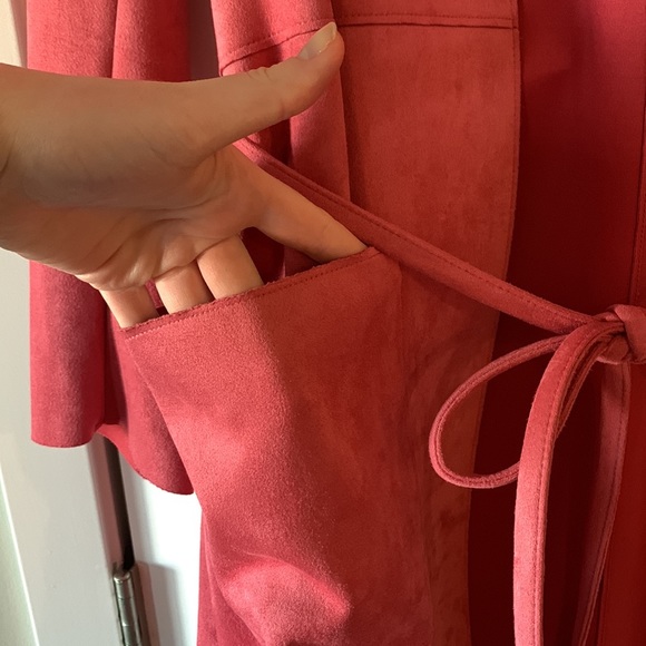 H&M Faux Suede Jacket Limited Edition Raspberry Red - Picture 6 of 9